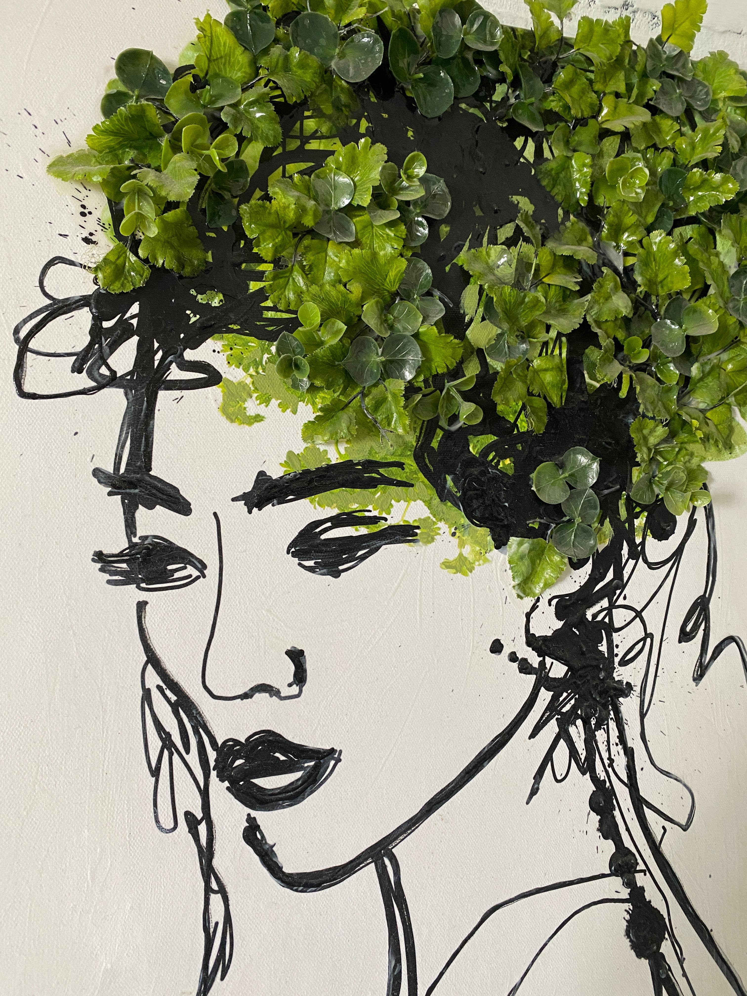 Portrait Spring Woman - Mixed Media on Canvas 3D Design 24x24