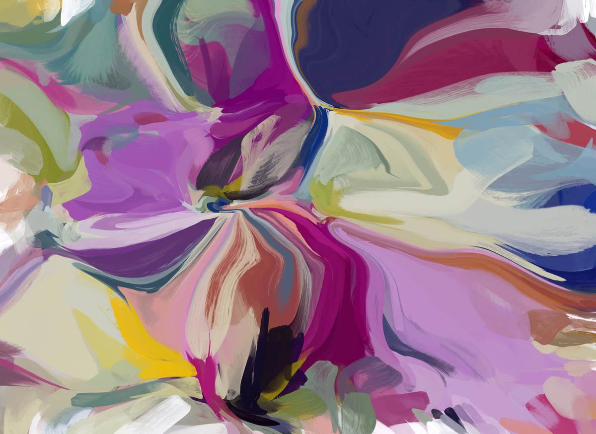 Lienzo Púrpura Pintura Abstracta Técnica Mixta Ritmo del violinista 9 - Mixed Media Art Contemporáneo de Irena Orlov
