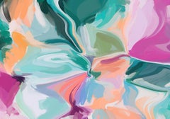 Teal Abstract Painting Mixed Media Canvas Mixed Thoughts 2