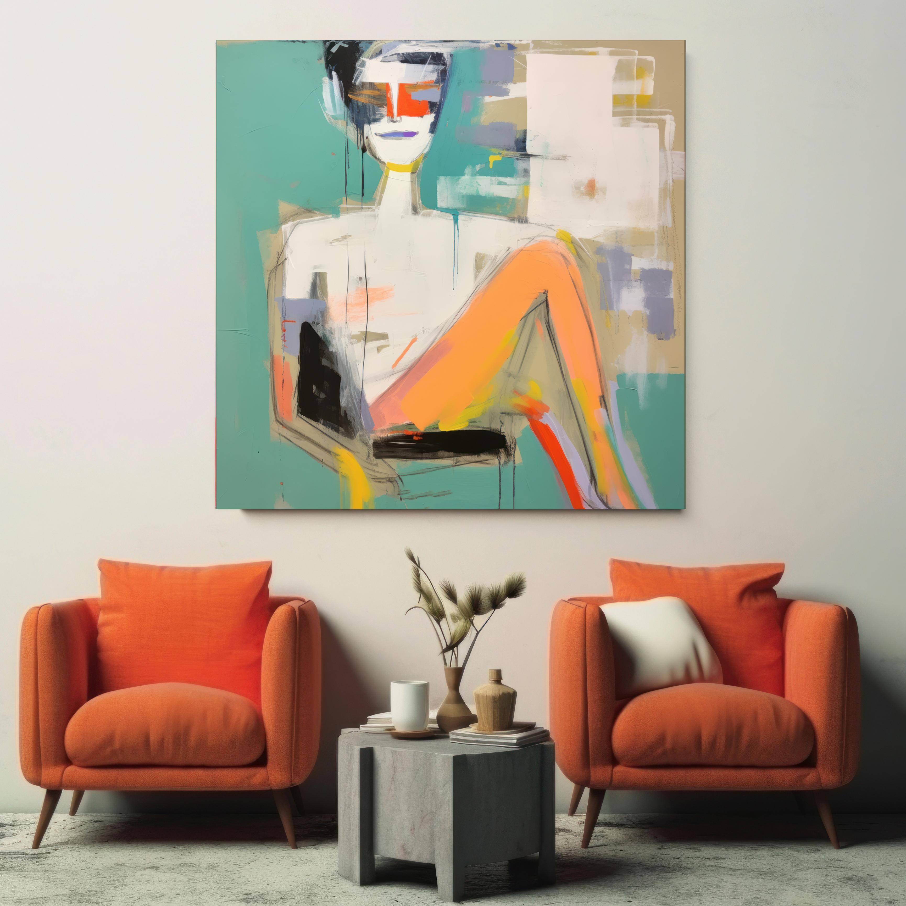 Abstract Cubist Figurative - Limited Edition Textured Canvas Print - HFC 74-1 - Painting by Irena Orlov