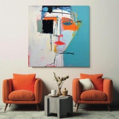 Abstract Cubist Portrait - HFC 17" - Limited Edition Textured Canvas Print