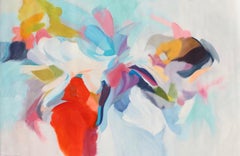 Abstract Red Blue Green Original Acrylic Painting 42H X 68"W, Invitation of Luck