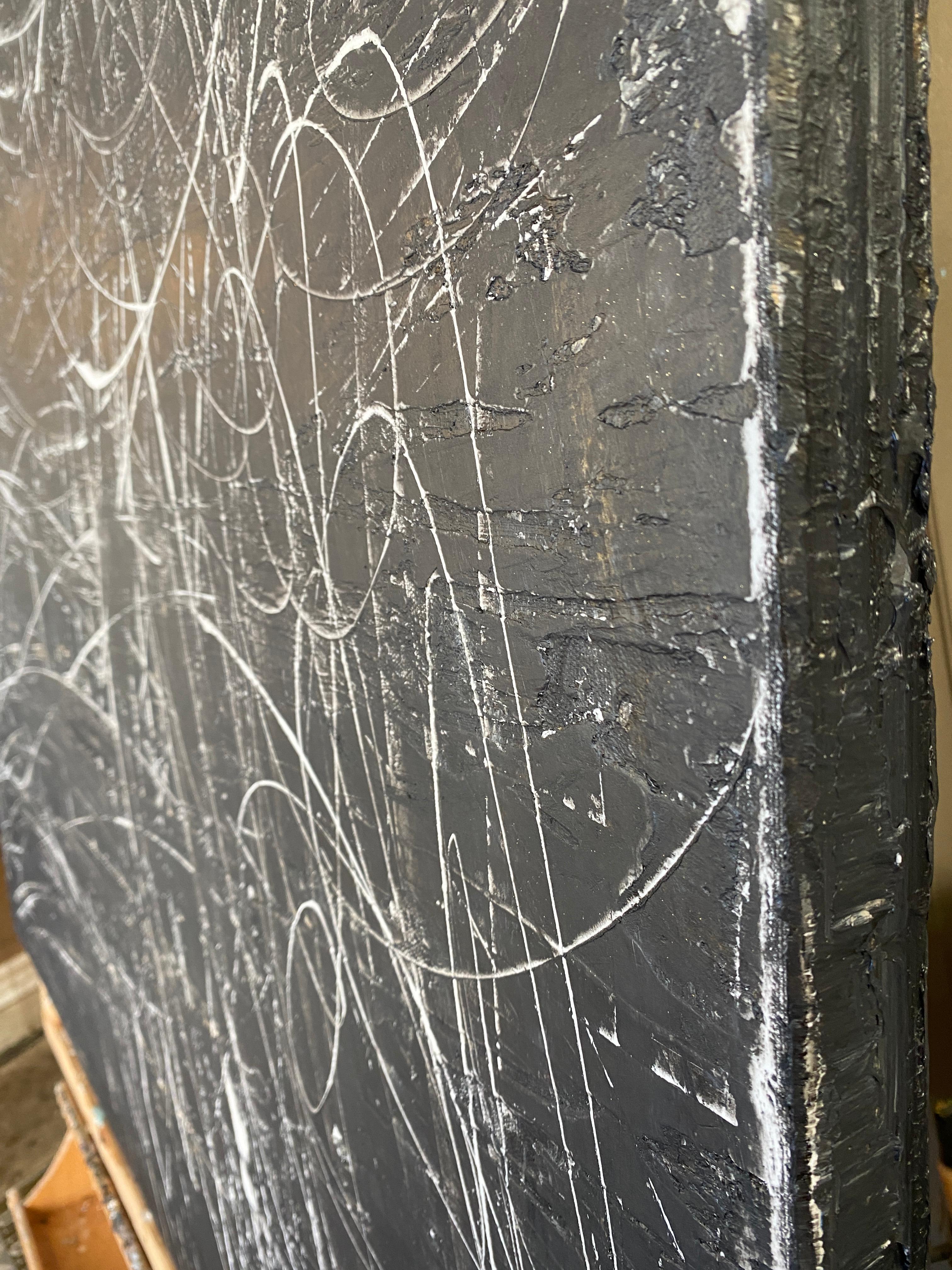 Pittura contemporanea su tela con accenni di oro in bianco e nero, evoluzione 36x48