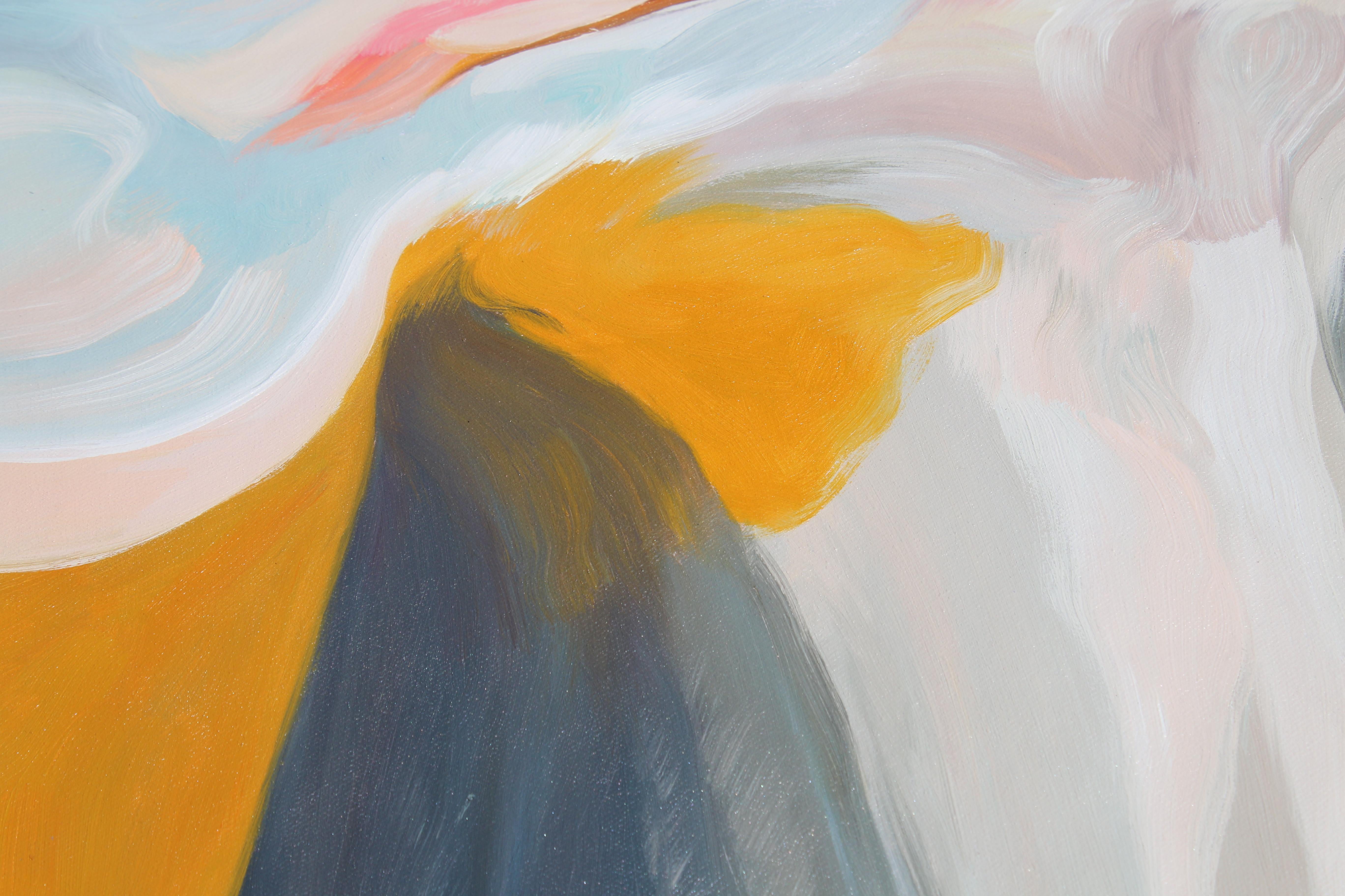 Umweltconscious Vibrations 7: Blau-rosa abstraktes Ölgemälde (Grau), Abstract Painting, von Irena Orlov