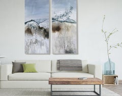 Blue Water Acrylic Paintings Canvas 72HX60"W Diptych-2 piece (2x72x30)  Aquatic
