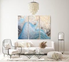 Coastal Beach Mixed Media Paintings Canvas 72H X 90"W Triptych-3 piece (3x72x30)