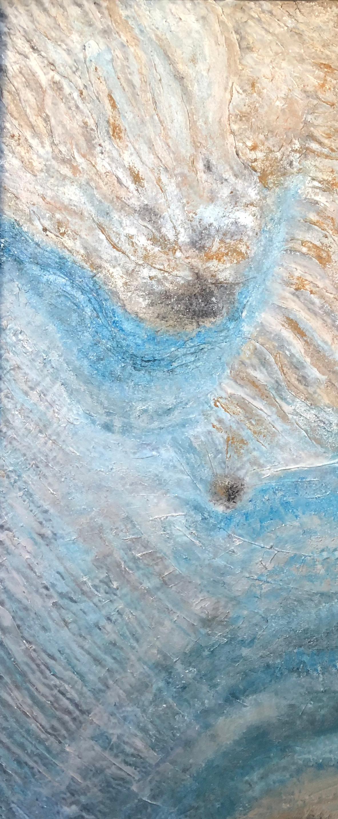 Coastal Beach Abstract Heavy Textured Mixed Media Paintings on Canvas 72H X 90