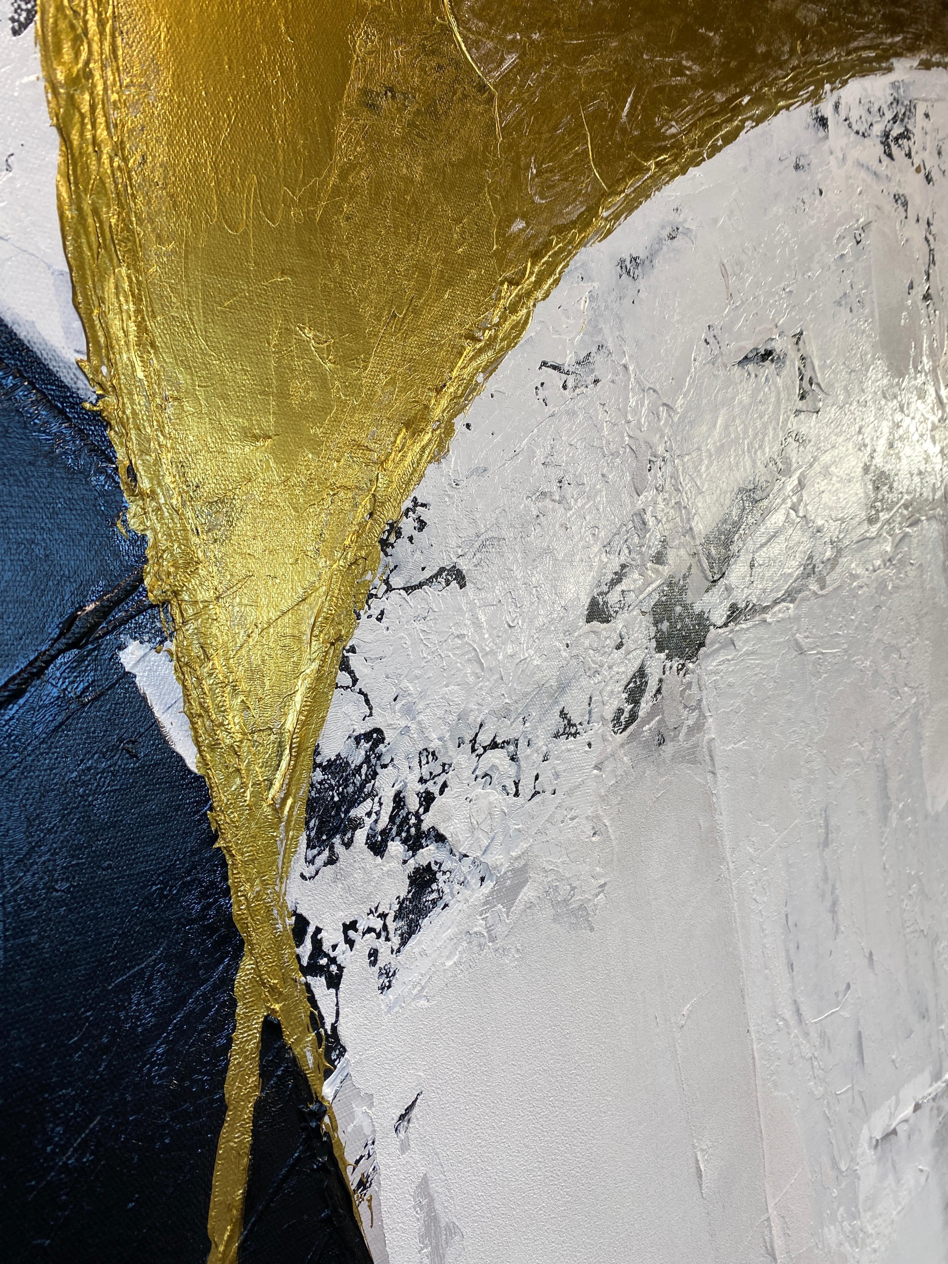 Gold Black Abstract Painting 60H X 80