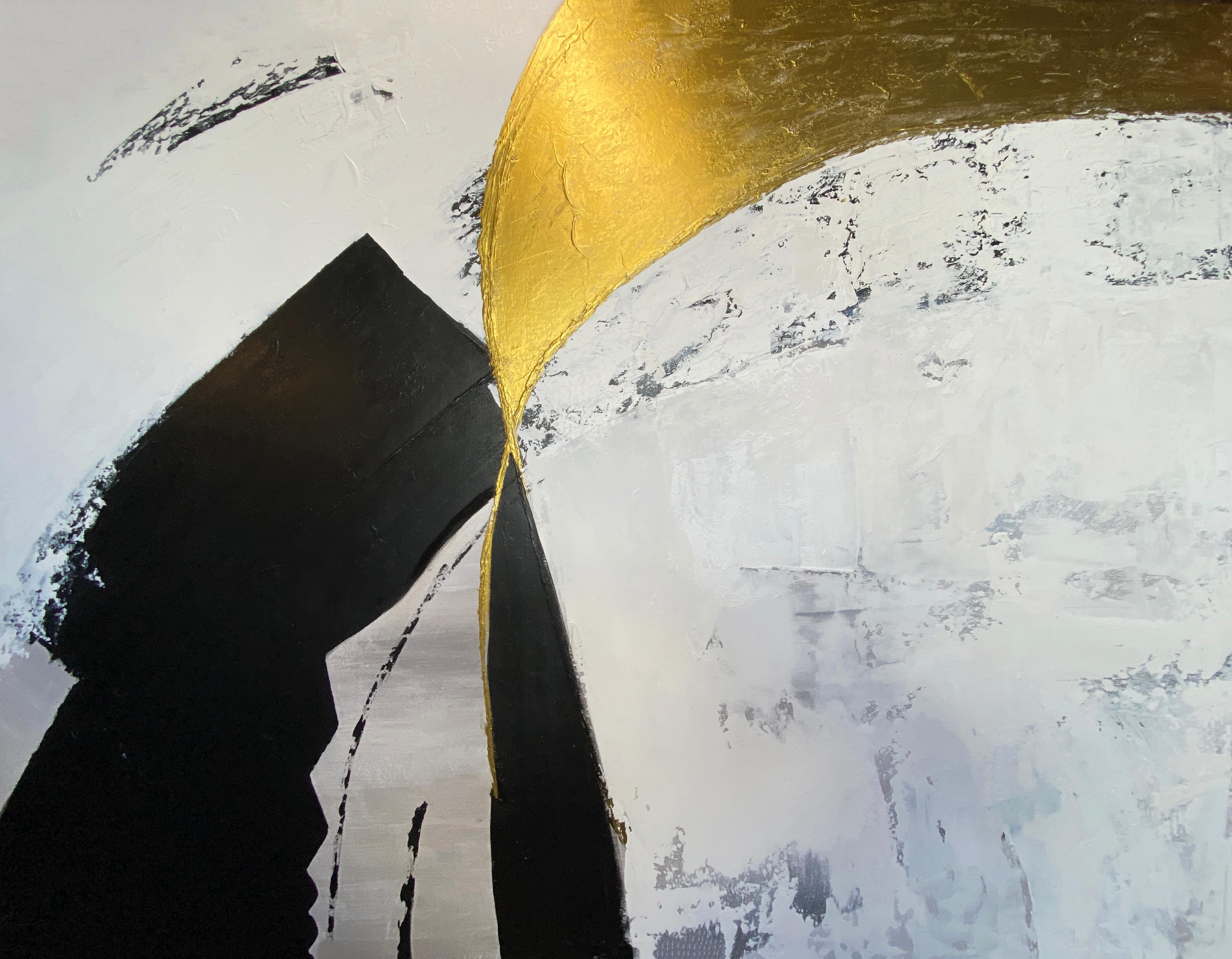 Gold Black Abstract Painting 60H X 80