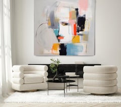 Human Cubist Portrait 3- Limited Edition Textured Canvas Print  45x45 "