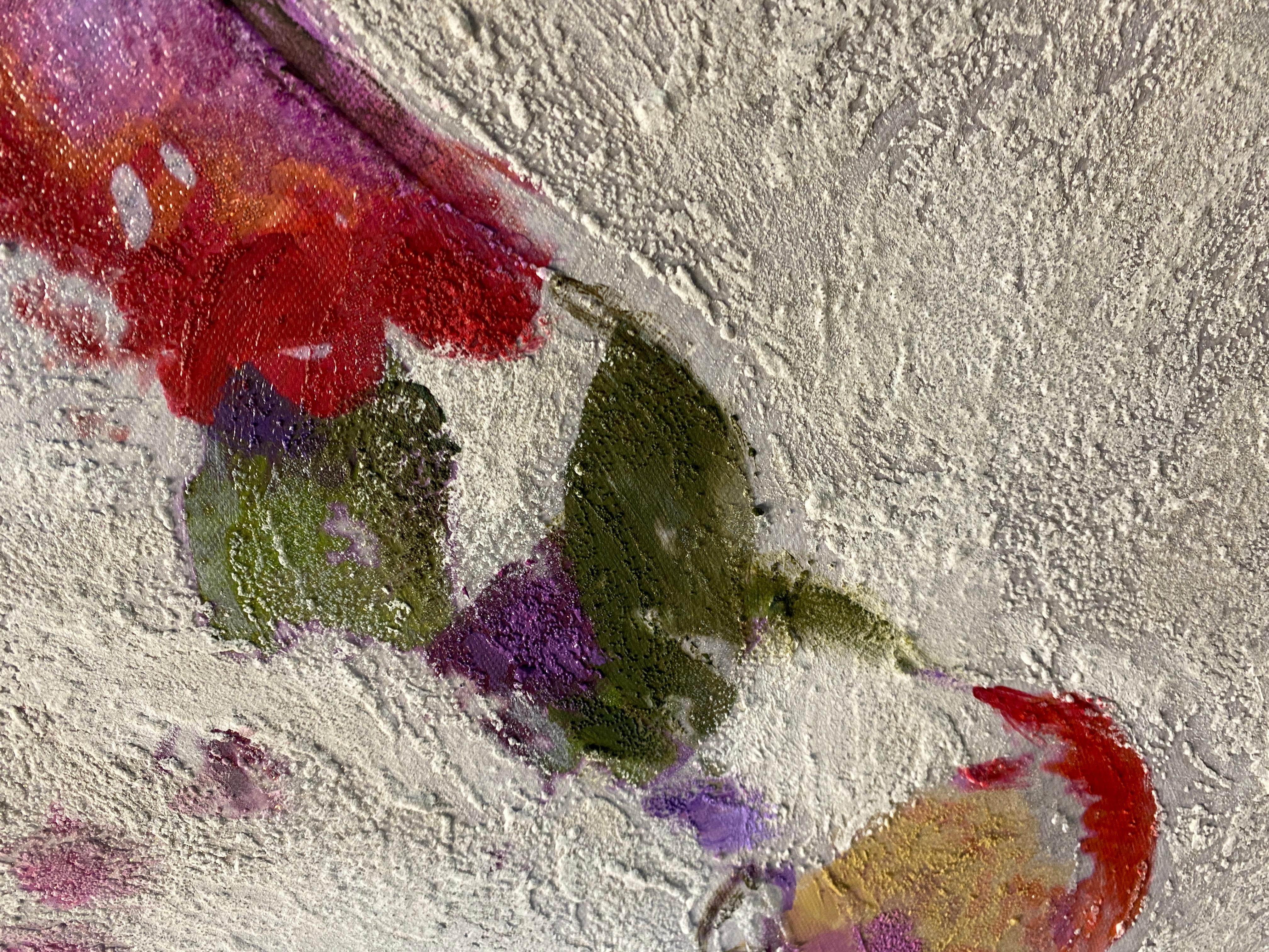 Loving Horses Pintura Bohemia en Técnica Mixta BOHO Floral en venta 6
