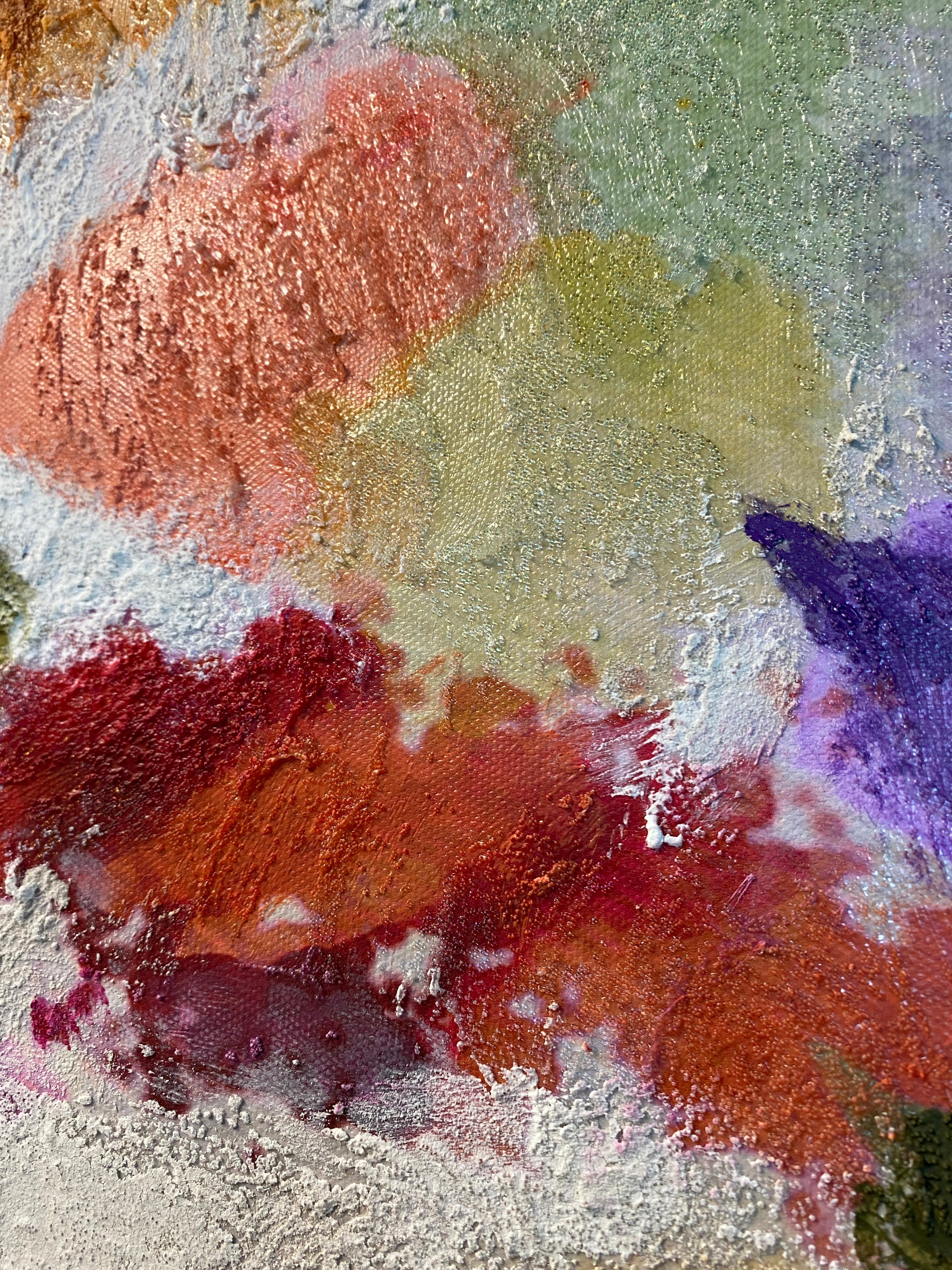 Loving Horses Pintura Bohemia en Técnica Mixta BOHO Floral - Animal Painting Gris de Irena Orlov