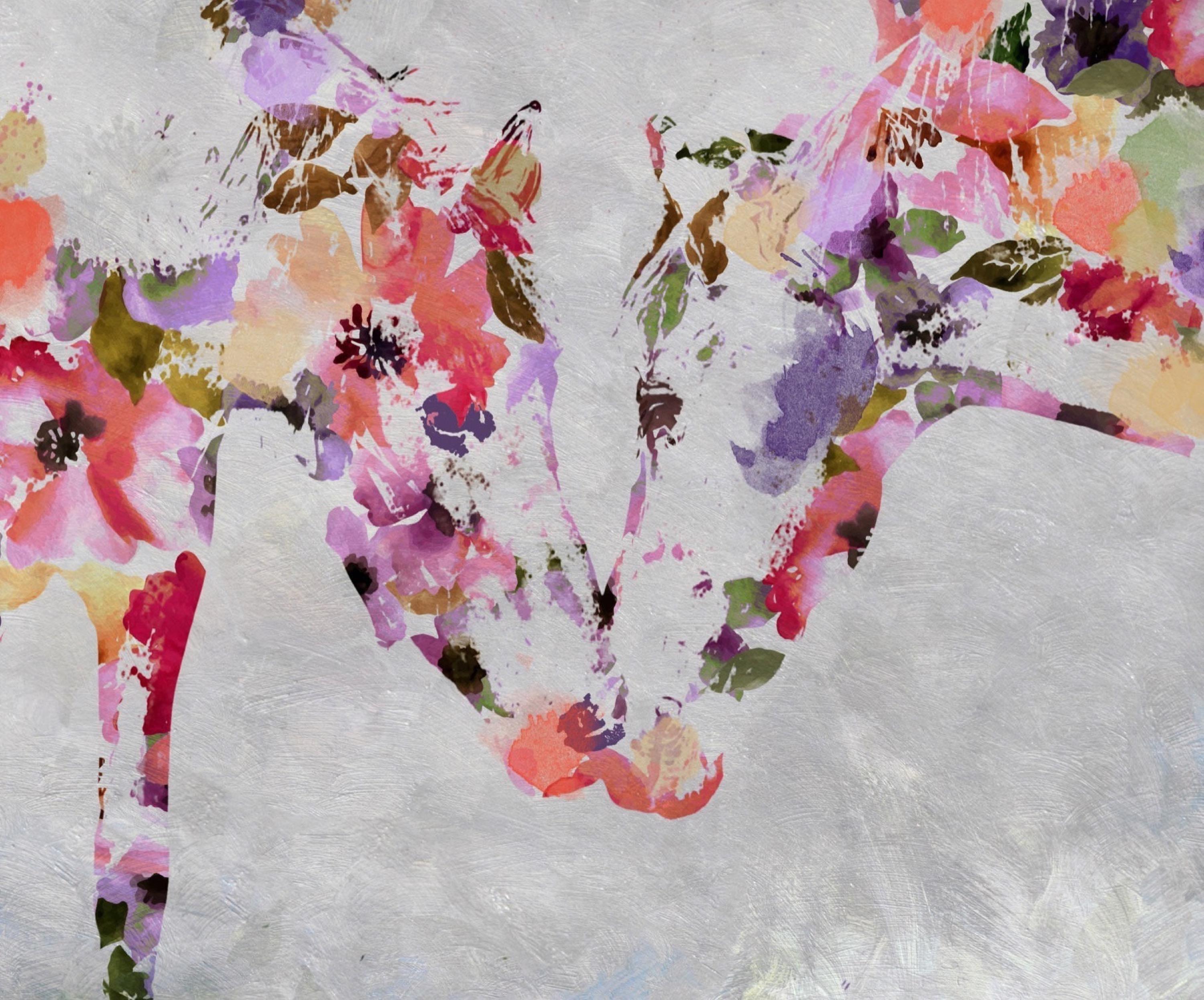 Loving Horses Pintura Bohemia en Técnica Mixta BOHO Floral - Painting de Irena Orlov