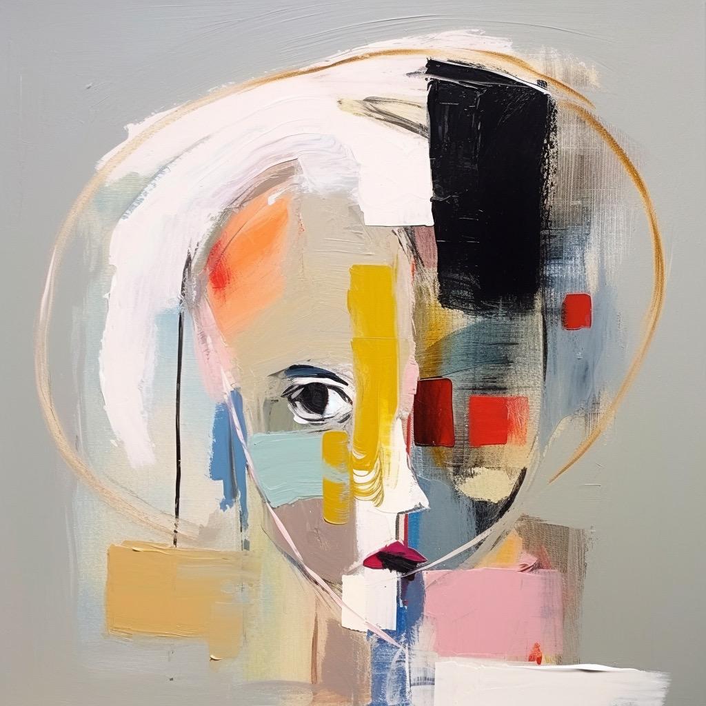 Hombre Retrato Cubista - Edición Limitada Impresión en Lienzo Texturado  45x45 "