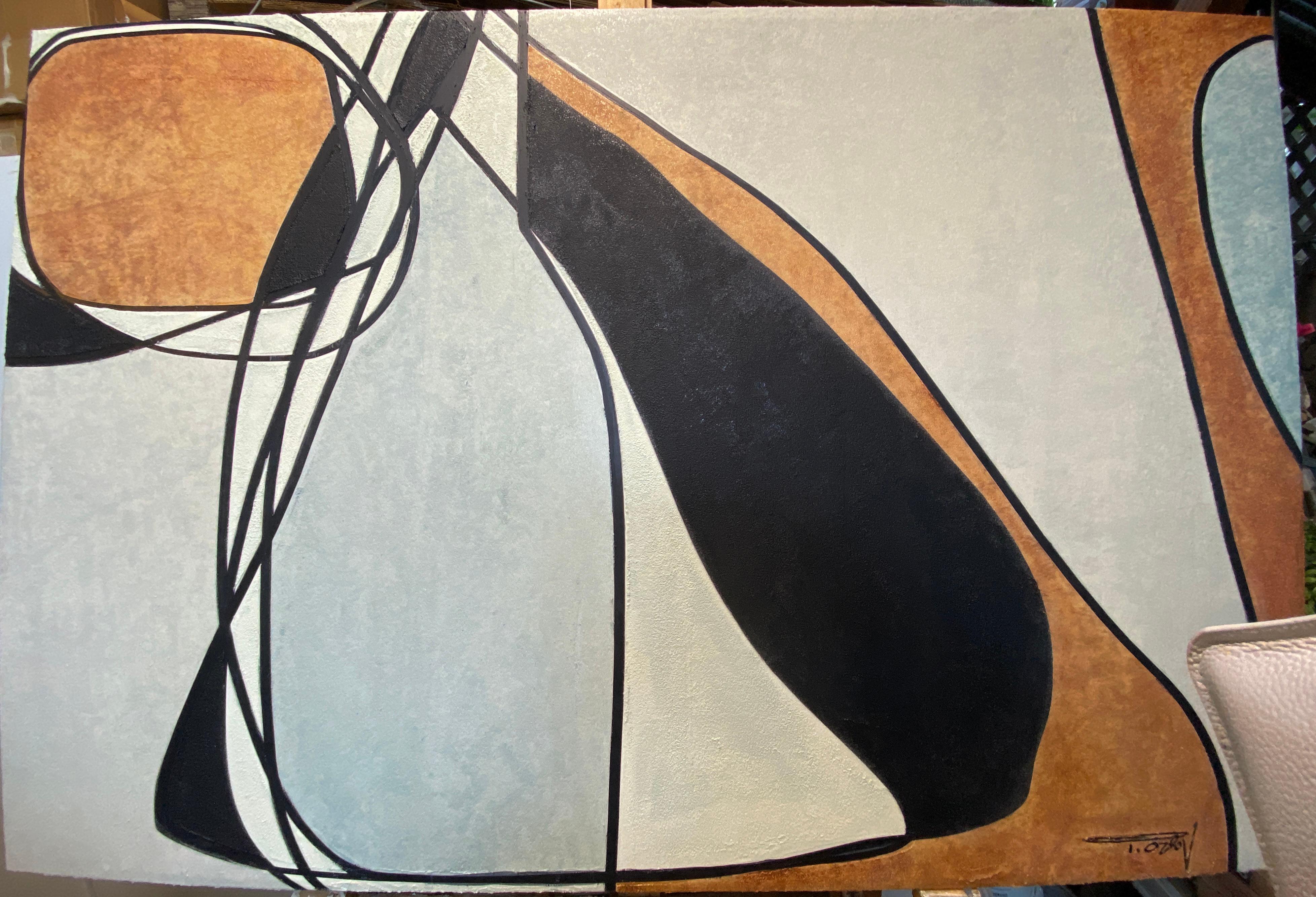 Mid Century Modern Abstract Line Art Painting Mixed Media on Canvas

Stretched on 1.5