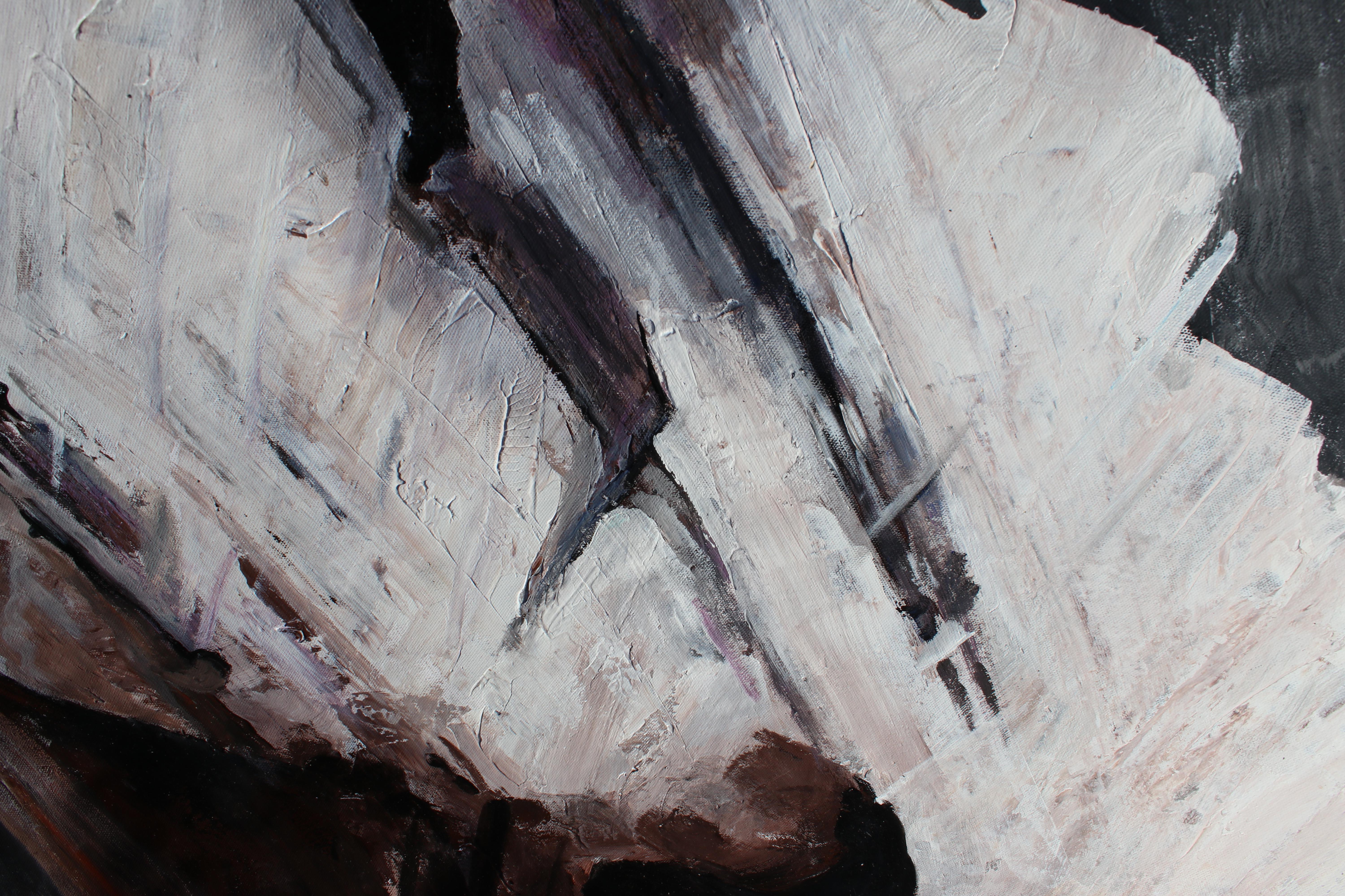 Queen Horse - Pittura a olio su tela, ritratto di cavallo bianco 72 H. X 48