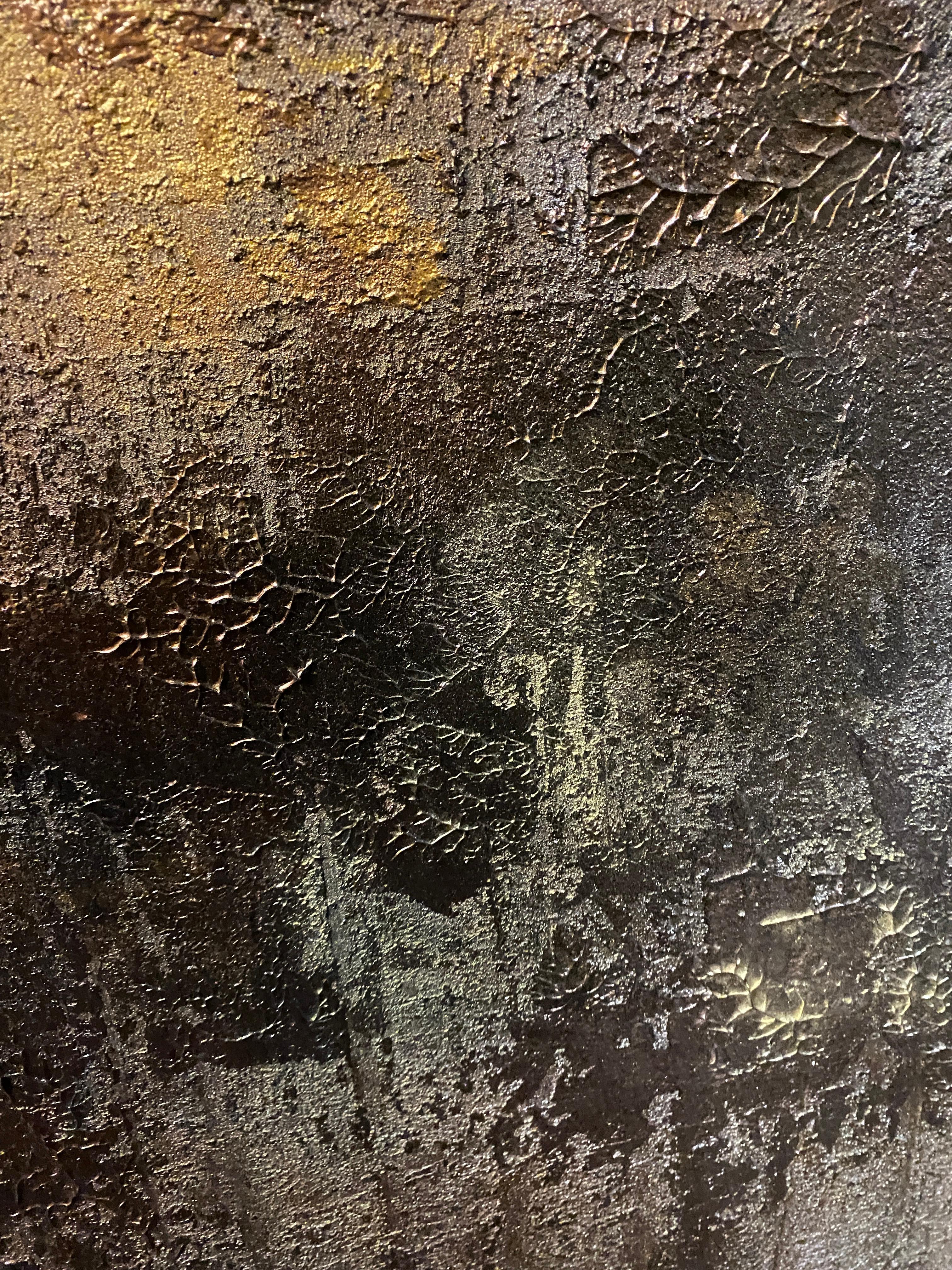 Copper Abstract Heavy Textured Painting on Canvas 36x48