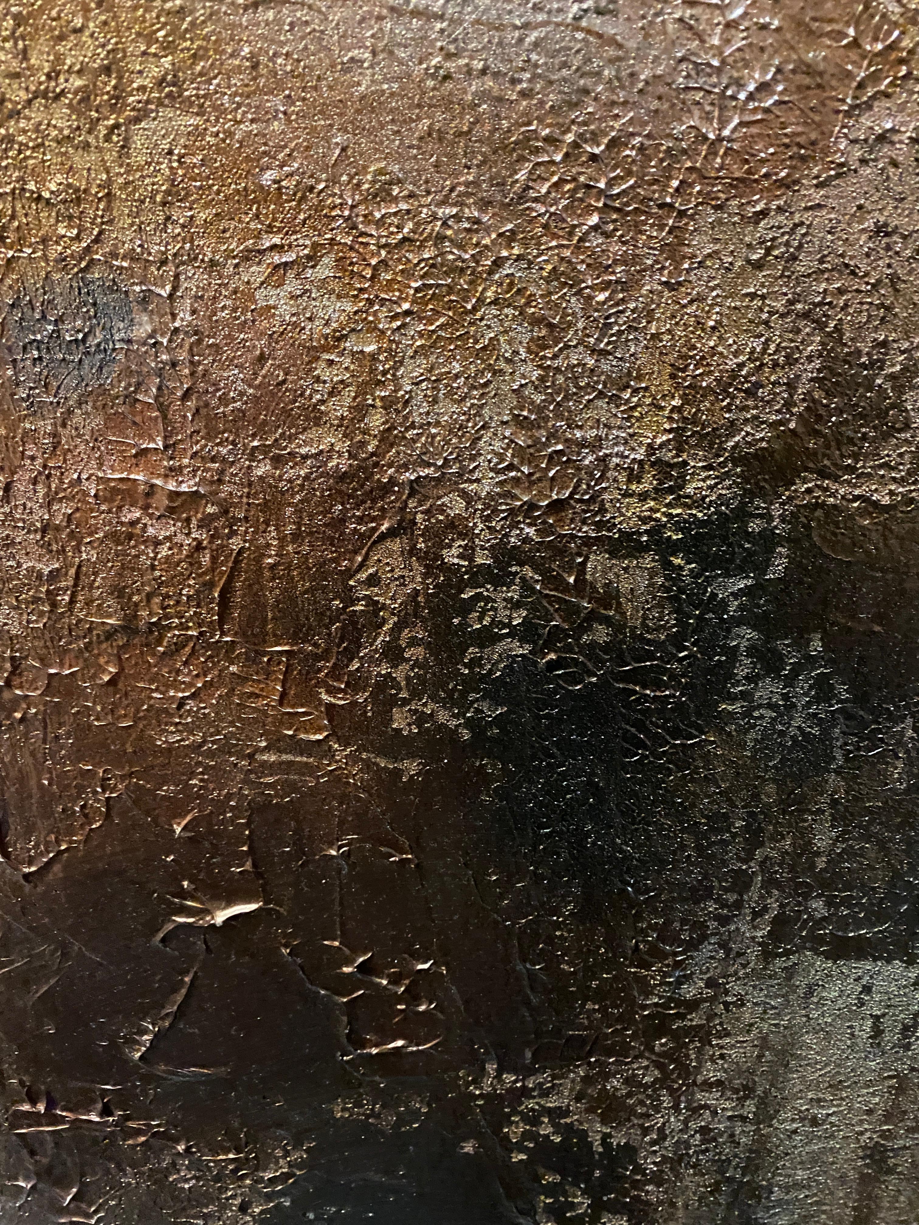 Copper Abstract Heavy Textured Painting on Canvas 36x48