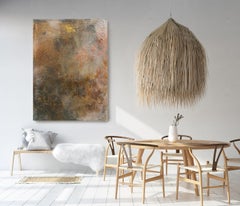 Copper Abstract Heavy Textured Painting on Canvas 36x48", Radiance From Within