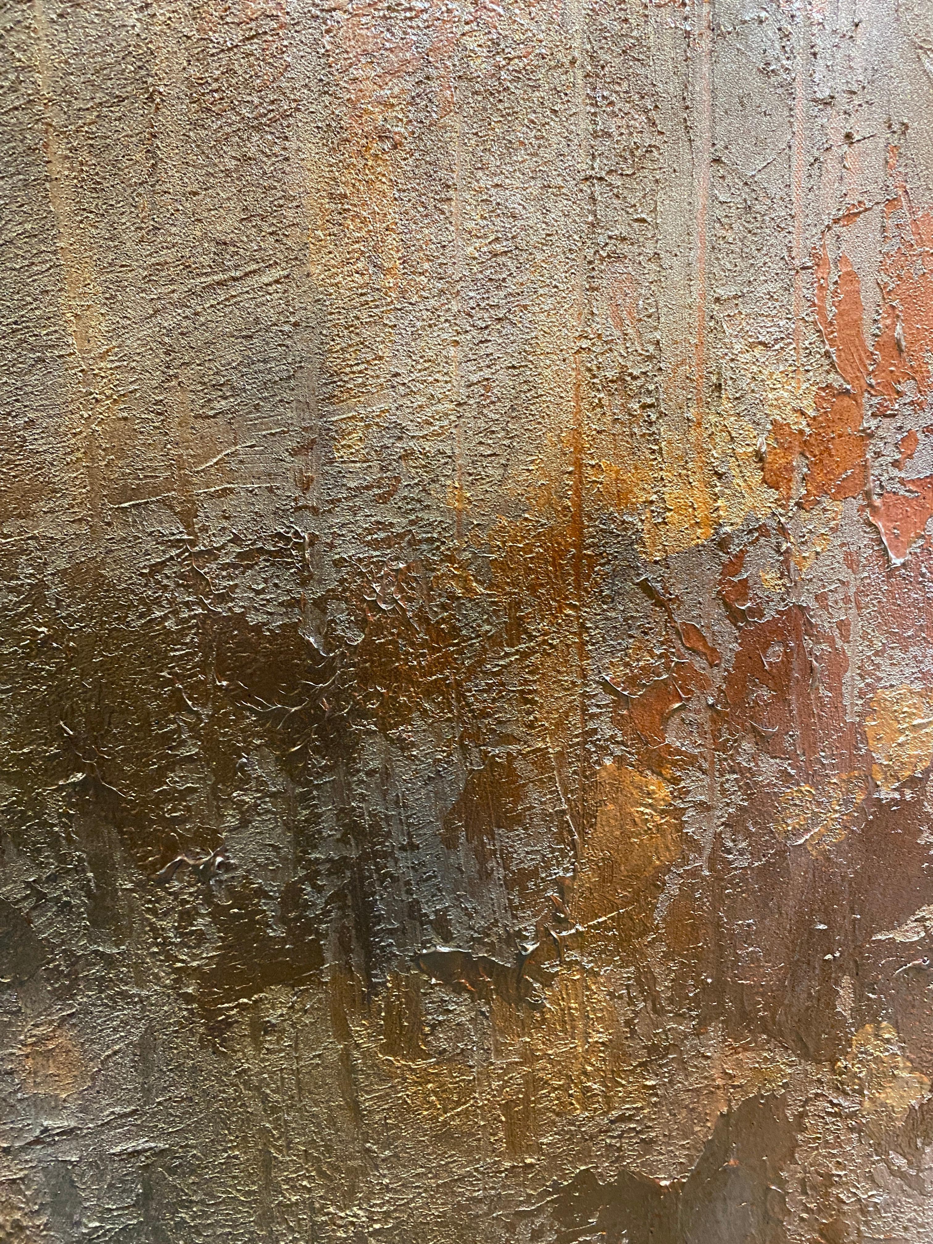 Pittura astratta su tela con texture pesante in rame 36x48
