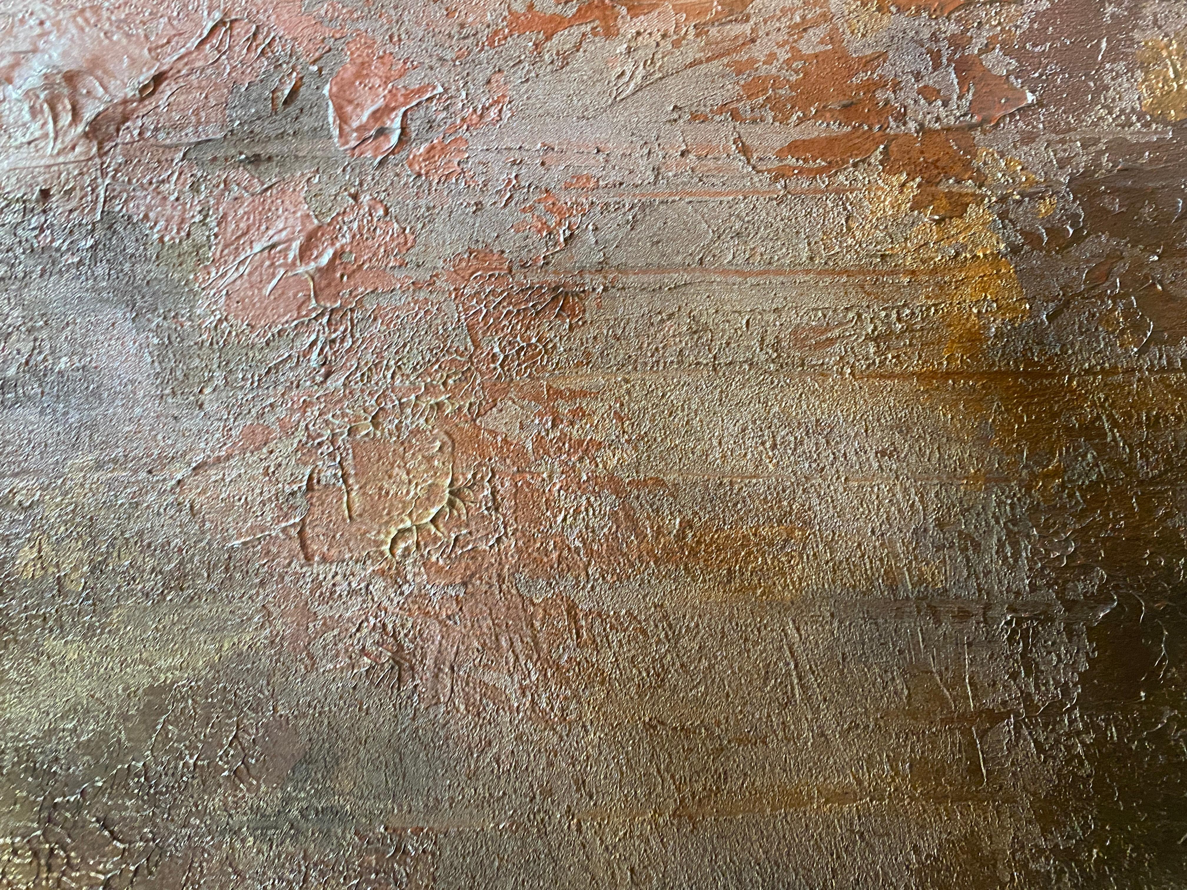 Copper Abstract Heavy Textured Painting on Canvas 36x48