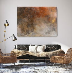 Copper Abstract Heavy Textured Painting on Canvas 36x48", Radiance From Within