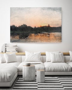 Seascape Painting, Gold land Seascape Painting Hand Embellished Giclee on Canvas