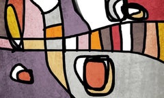 Mid Century Modern Purple Grey Técnica mixta sobre lienzo 36 x 48