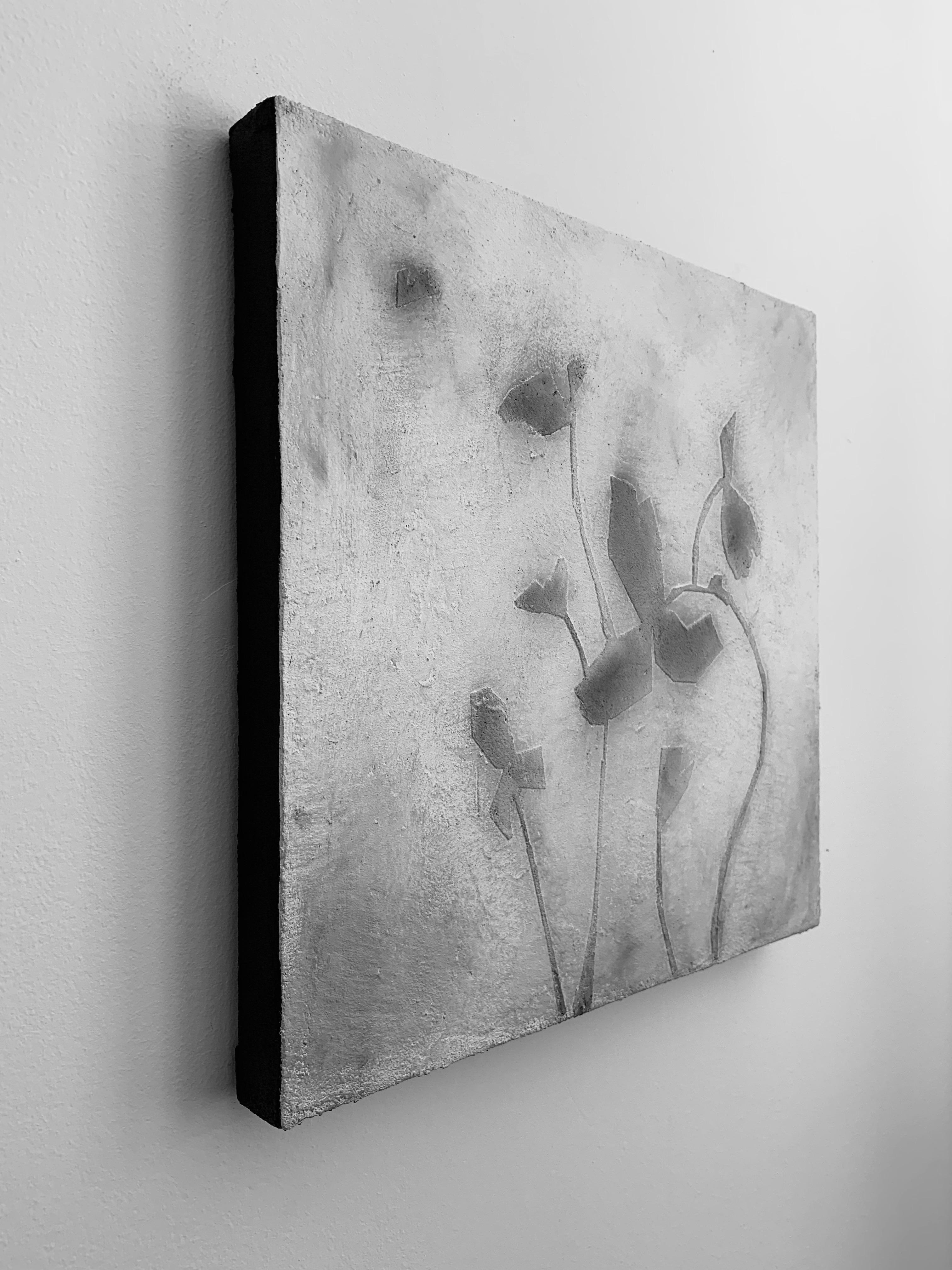 Butterfly Flowers Abstract Volumed Textured Black Painting 3