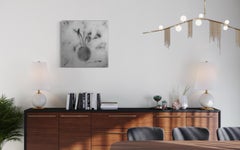 Flowers in Pot Abstract Volumed Textured Black Painting