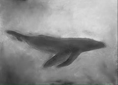 Humpback whale Abstract Volumed Textured Black White Animal Painting