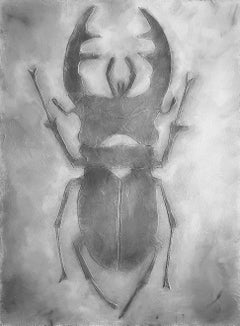 Stag Beetle Original Black Painting Abstract Insects XL-size