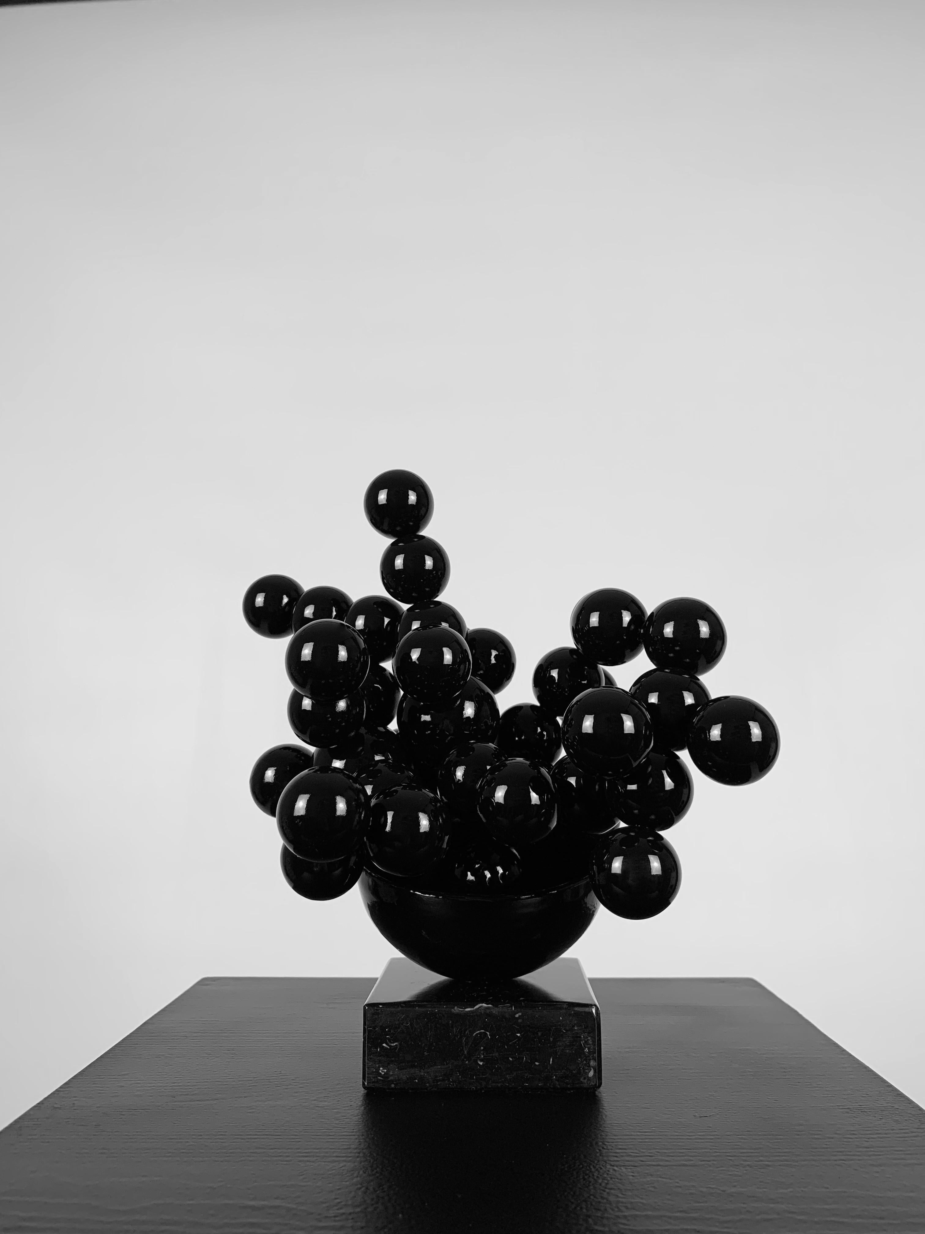IRENA TONE Figurative Sculpture - Splash Sphere Sculpture Steel Black Abstract Minimalist Original Art