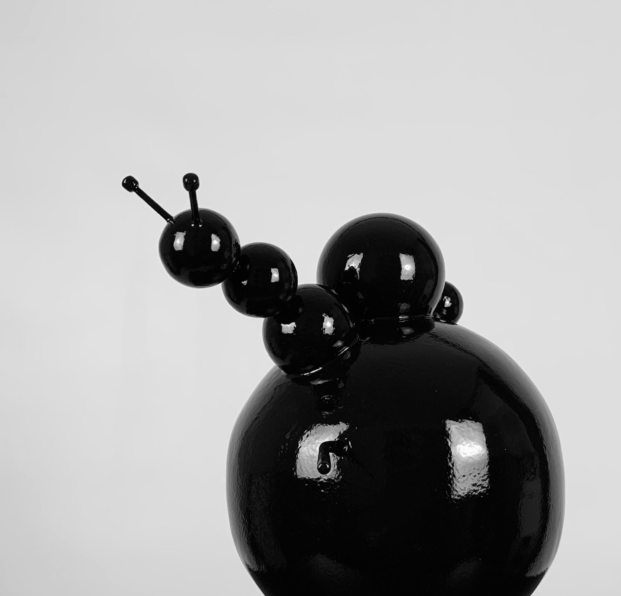 Original Sculpture Snail on Apple Sculpture Black Metal Minimalistic 7