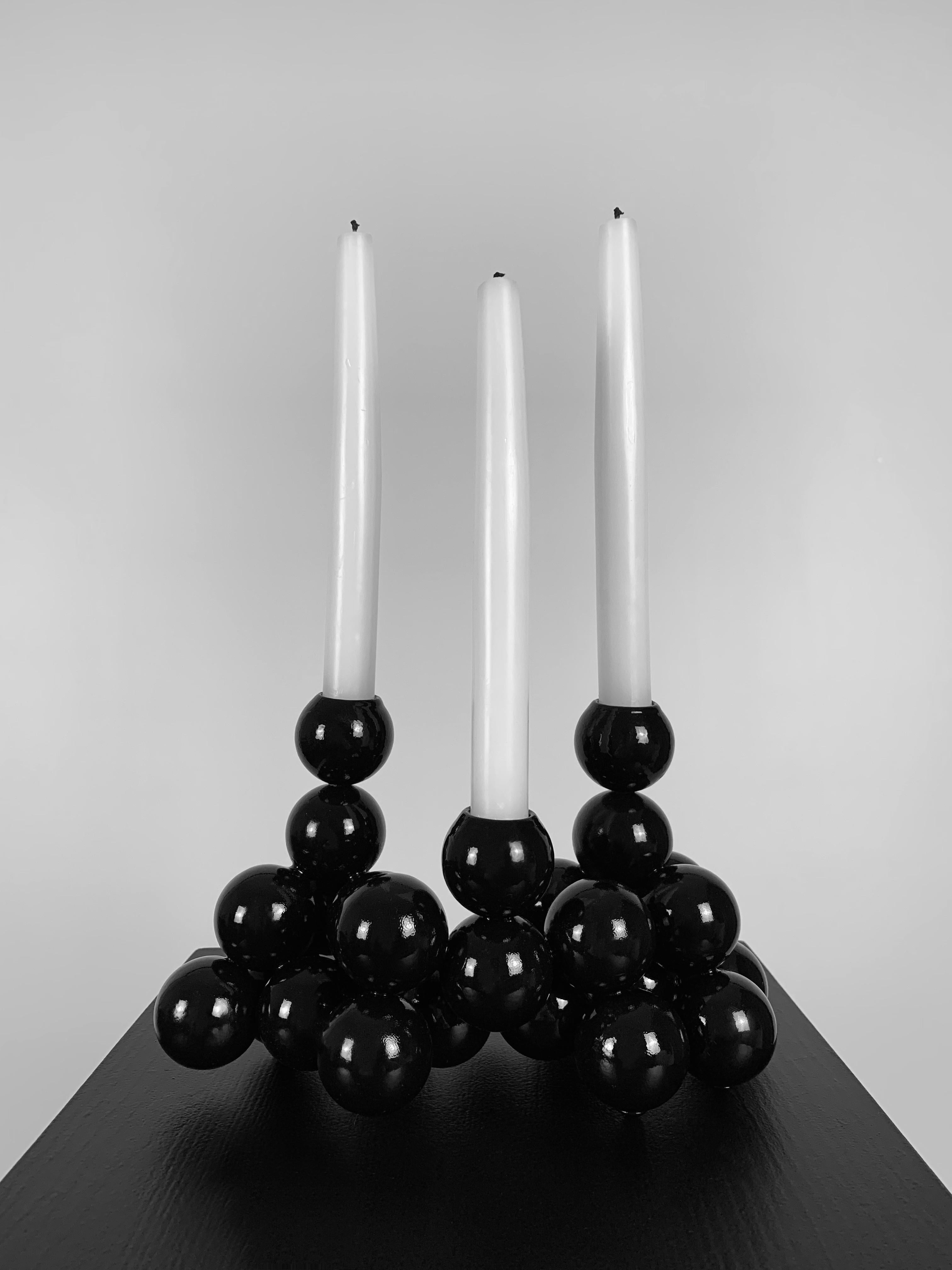 Candleholder for 3 Candles Sphere Sculpture Steel Black Abstract Minimalist  For Sale 3