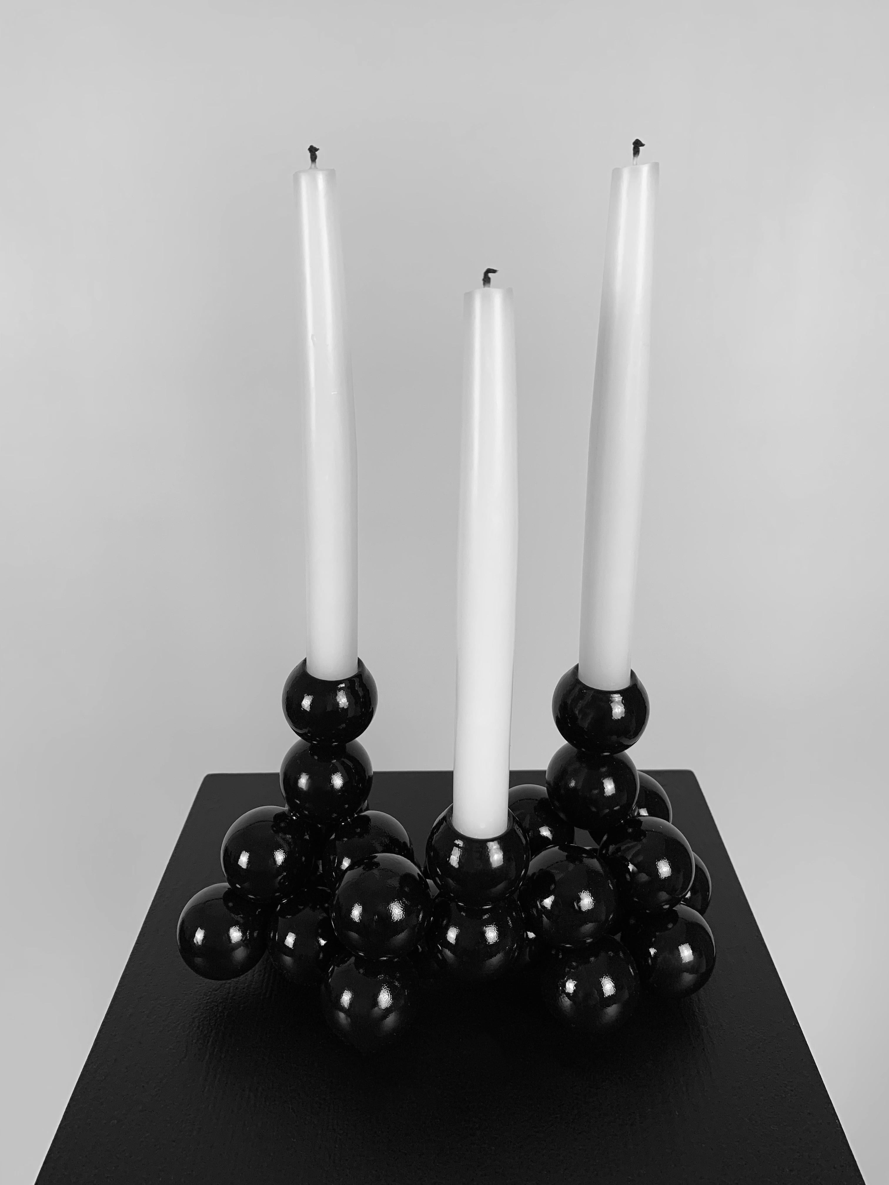 Candleholder for 3 Candles Sphere Sculpture Steel Black Abstract Minimalist  For Sale 4