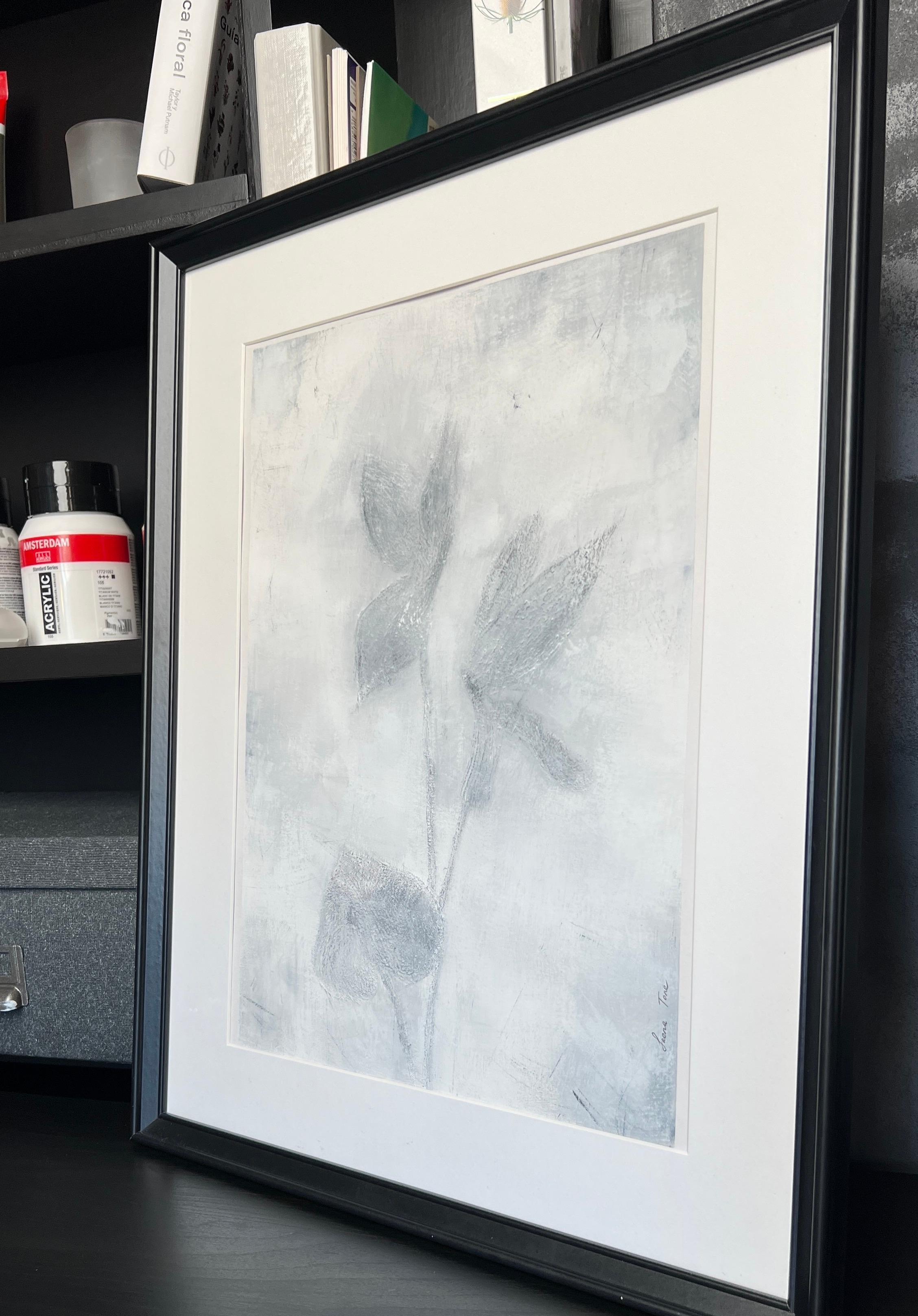 'Cyclamen Flowers' Black and White - Painting by IRENA TONE