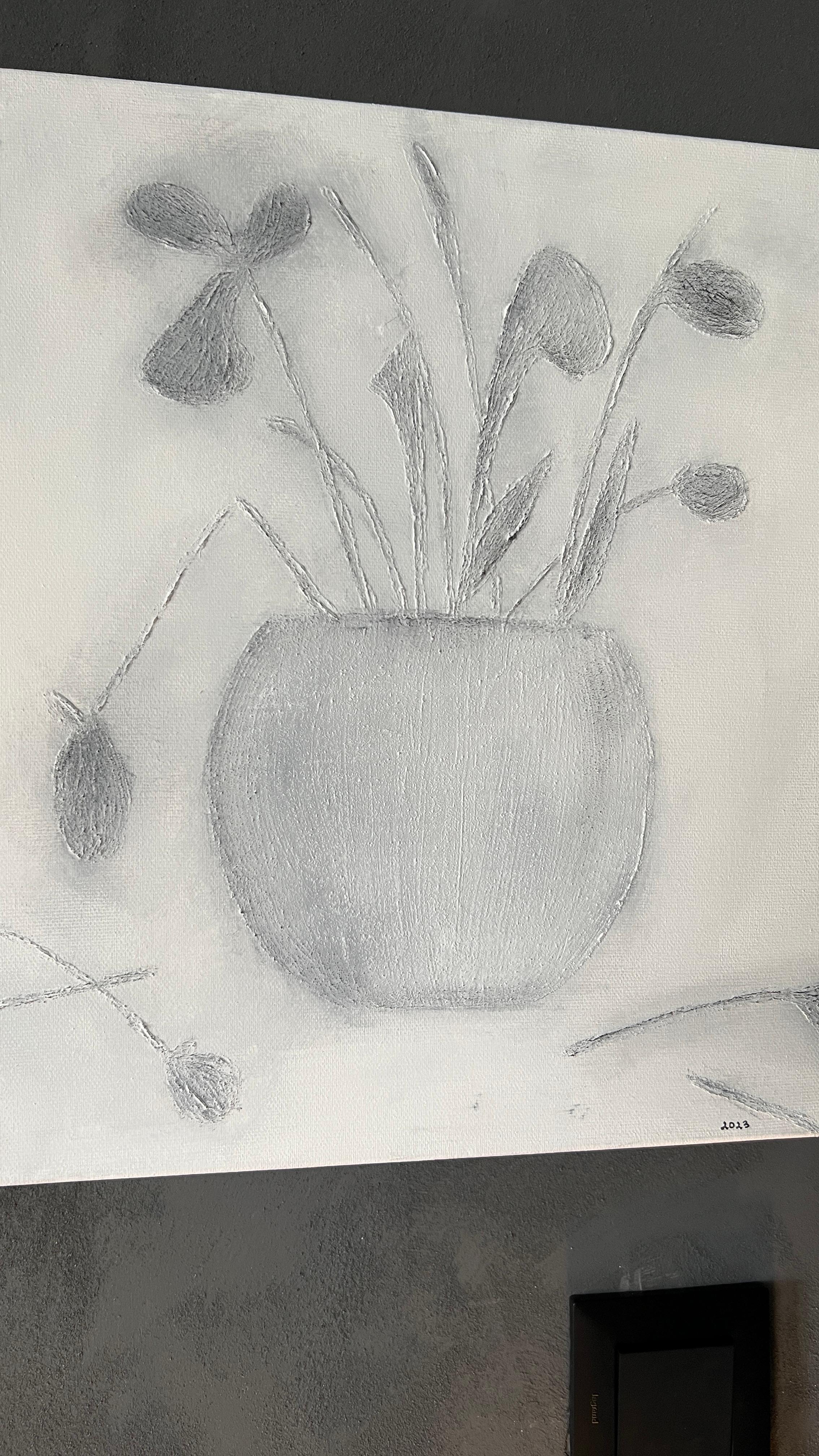 'Foggy Flowers Bouquet' Black and White For Sale 12