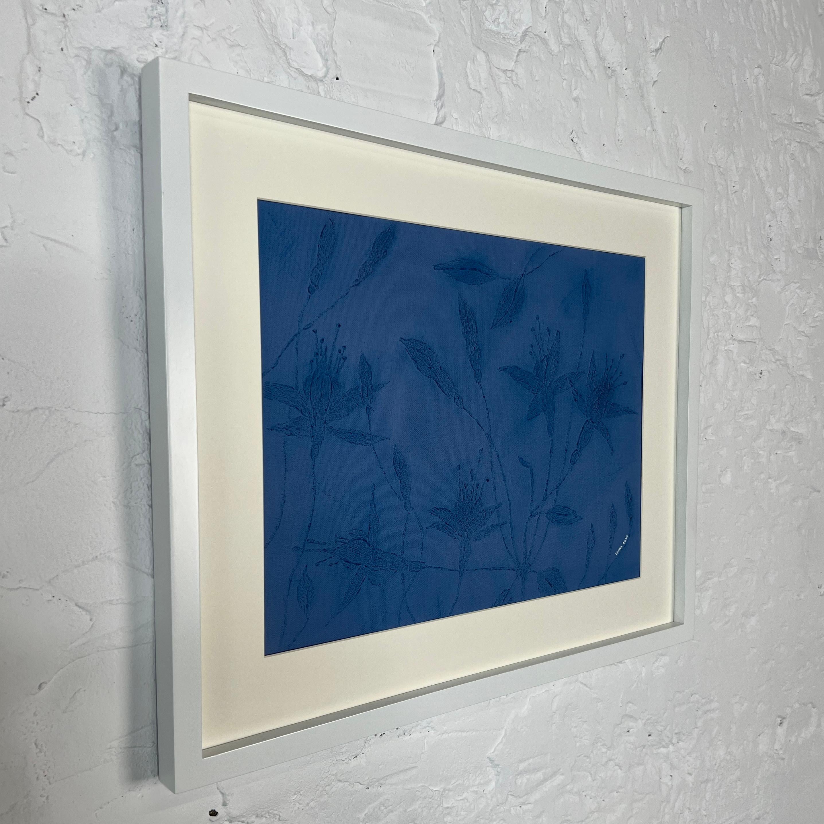 Blue tropical Acrylic Original wall art supported by frame - Abstract Sculpture by IRENA TONE