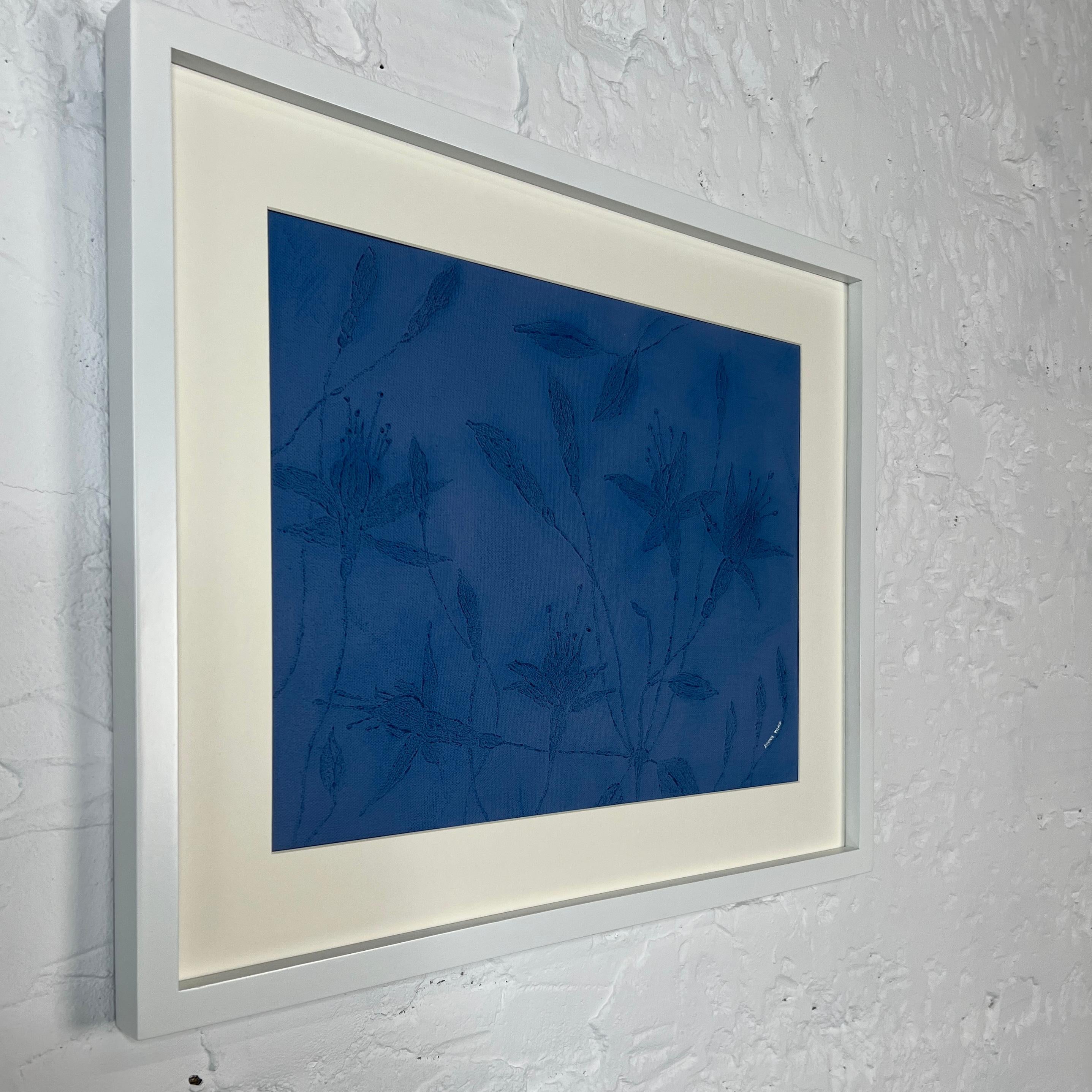 Blue tropical Acrylic Original wall art supported by frame For Sale 5