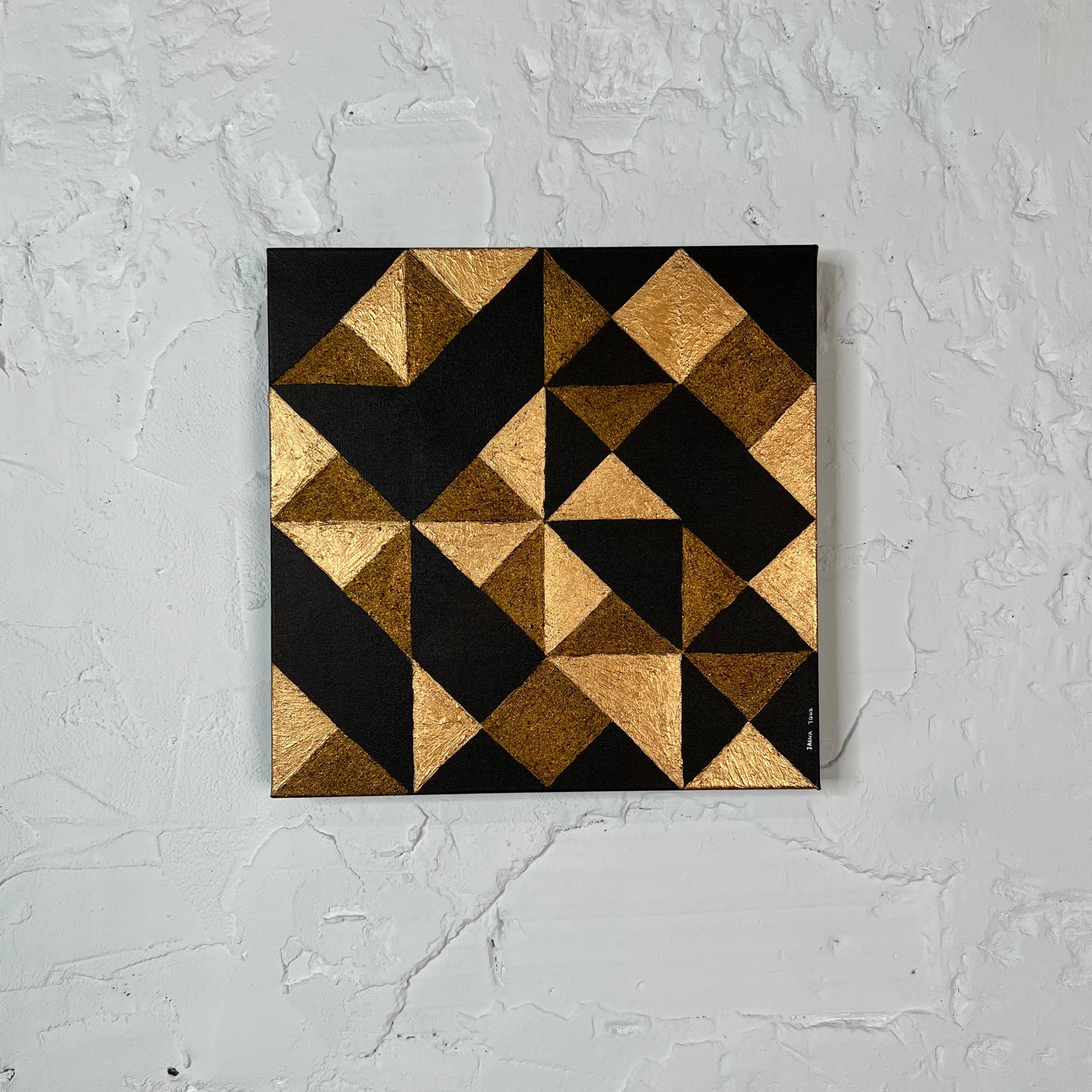 Geometry Various golden Acrylic wall art - Abstract Sculpture by IRENA TONE