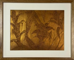 Golden tropical 1 Acrylic Original wall art supported by frame