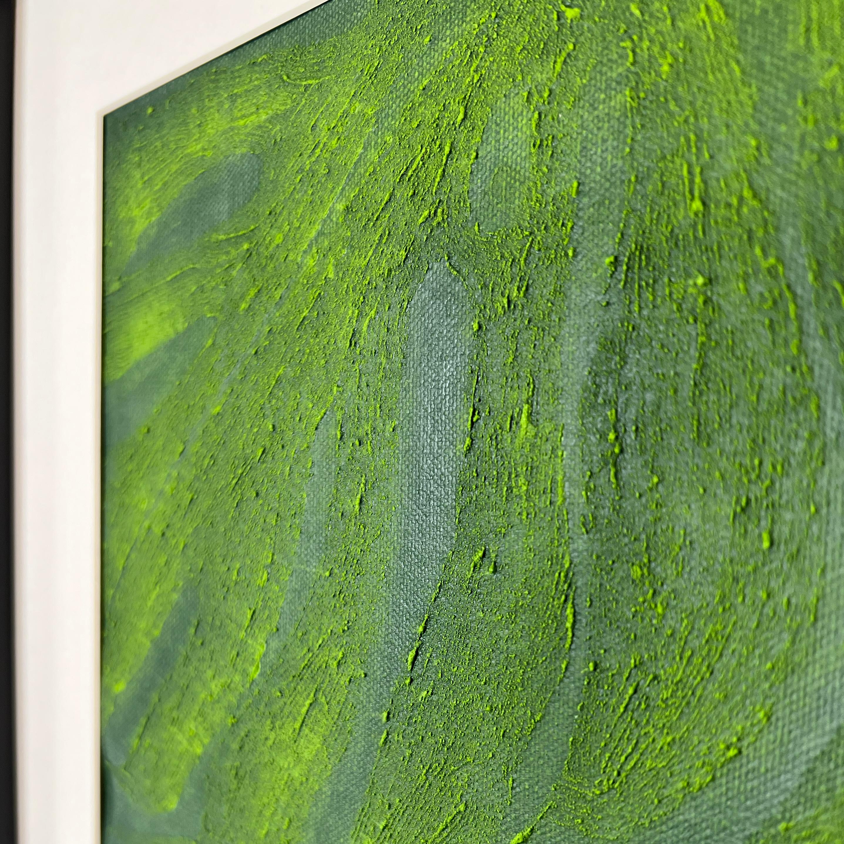 Light green monstera Acrylic Original wall art supported by frame For Sale 3