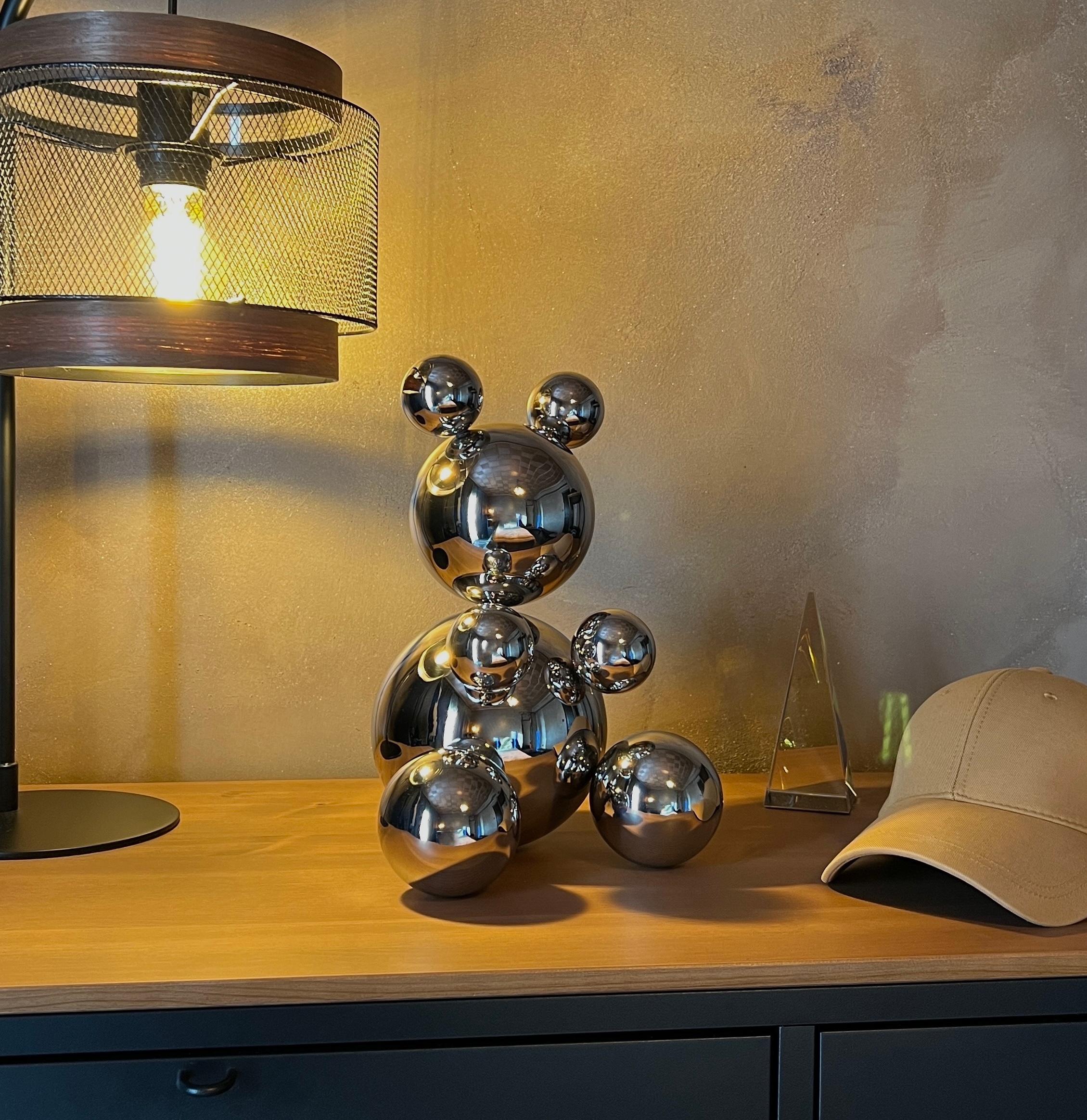 Middle Stainless Steel Bear 'Brian' Sculpture Minimalistic Animal 7