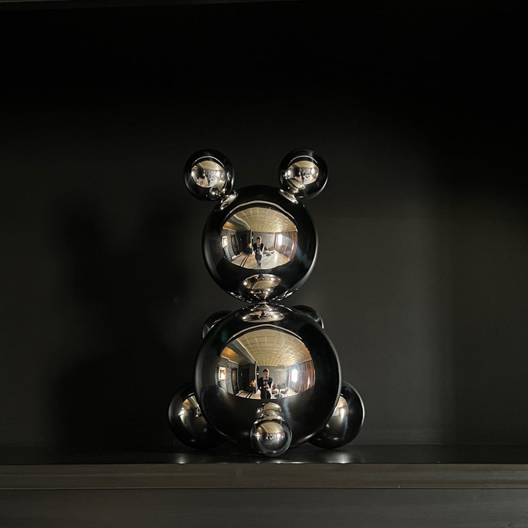 Middle Stainless Steel Bear 'Brian' Sculpture Minimalistic Animal For Sale 1