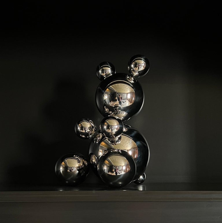 Middle Stainless Steel Bear 'Brian' Sculpture Minimalistic Animal For Sale 6
