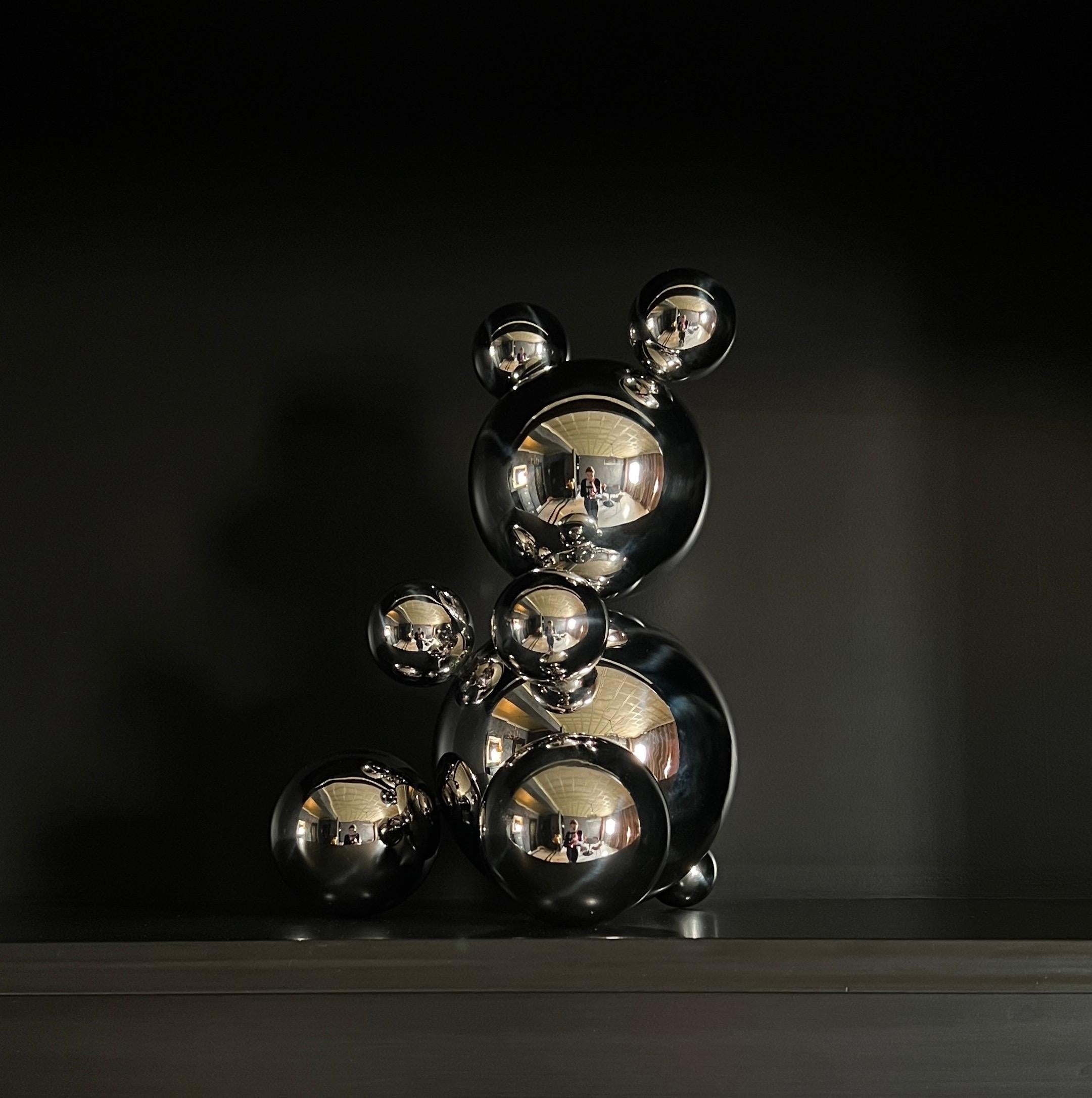 Middle Stainless Steel Bear 'David' Sculpture Minimalistic Animal 4