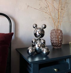 Middle Stainless Steel Bear 'Edward' Sculpture Minimalistic Animal