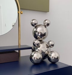 Middle Stainless Steel Bear 'Lucky' Sculpture Minimalistic Animal