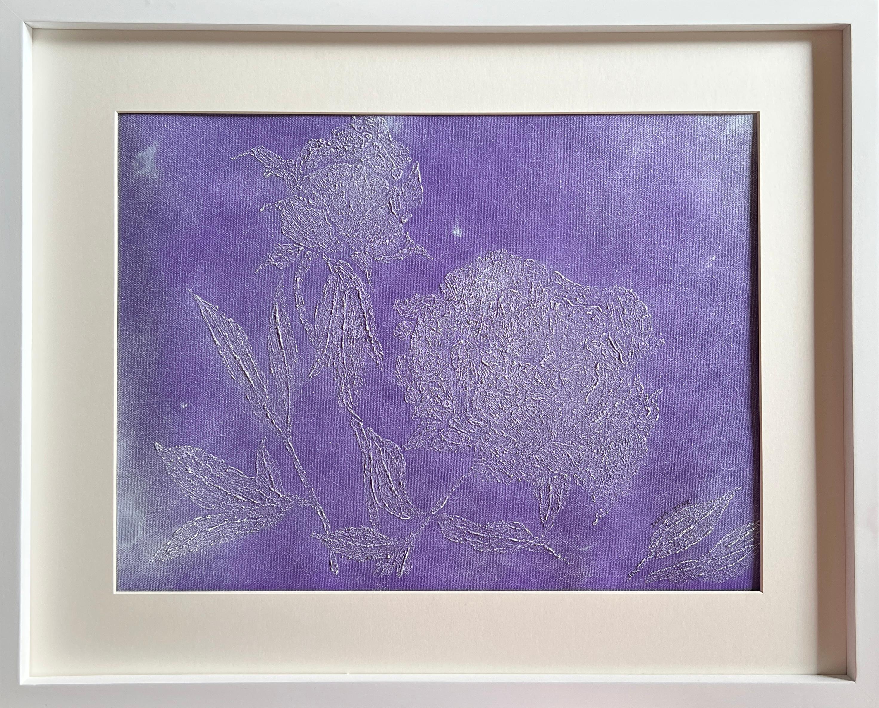 IRENA TONE Figurative Painting – Pfingstrose Violette Blume 